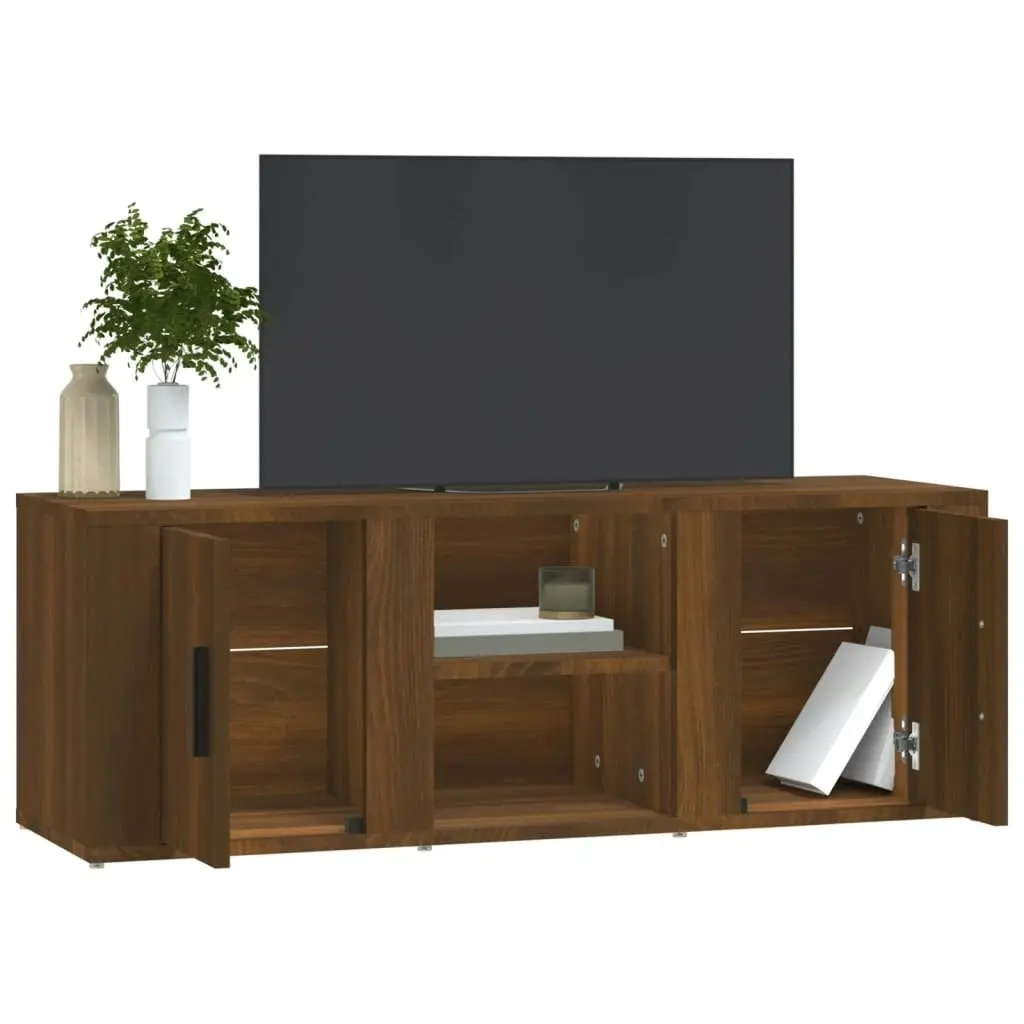 TV Cabinet Brown Oak 100x31.5x35 cm Engineered Wood 819435