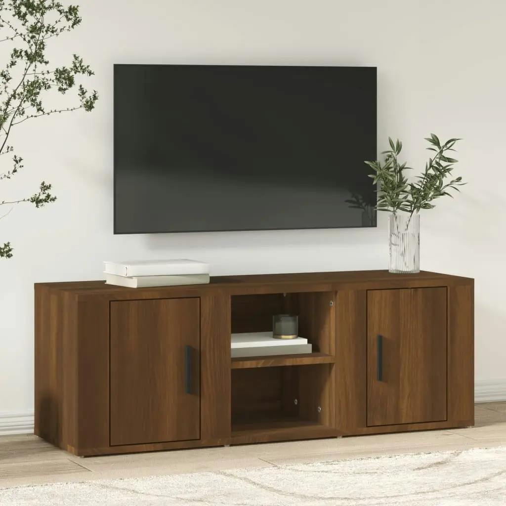 TV Cabinet Brown Oak 100x31.5x35 cm Engineered Wood 819435