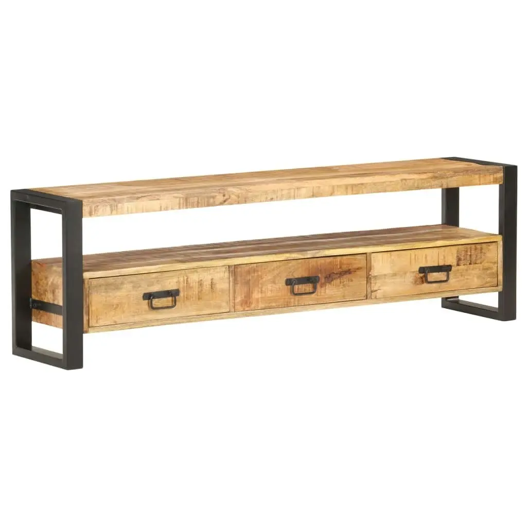 TV Cabinet 150x30x45 cm Solid Rough Mango Wood 320788