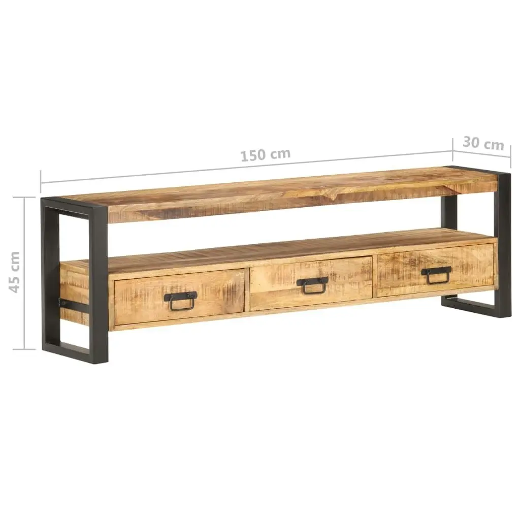 TV Cabinet 150x30x45 cm Solid Rough Mango Wood 320788