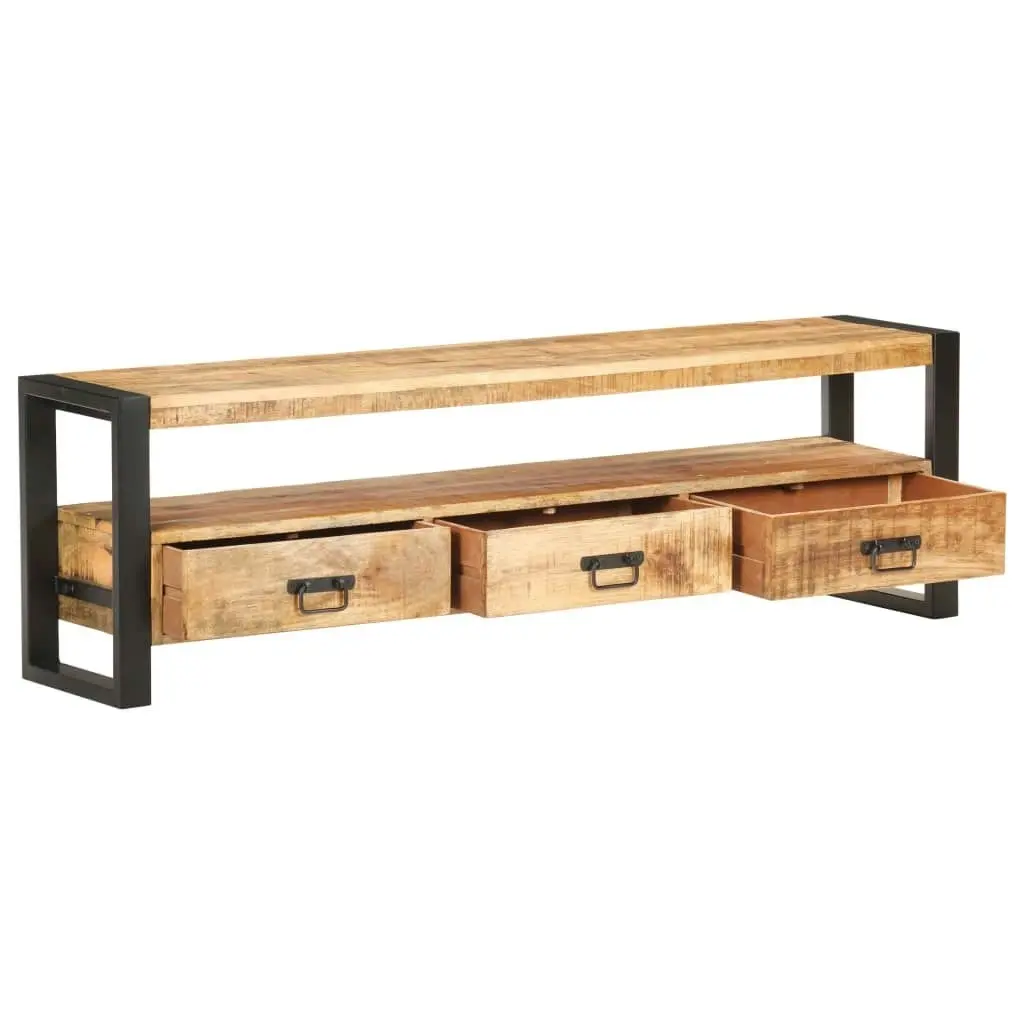 TV Cabinet 150x30x45 cm Solid Rough Mango Wood 320788