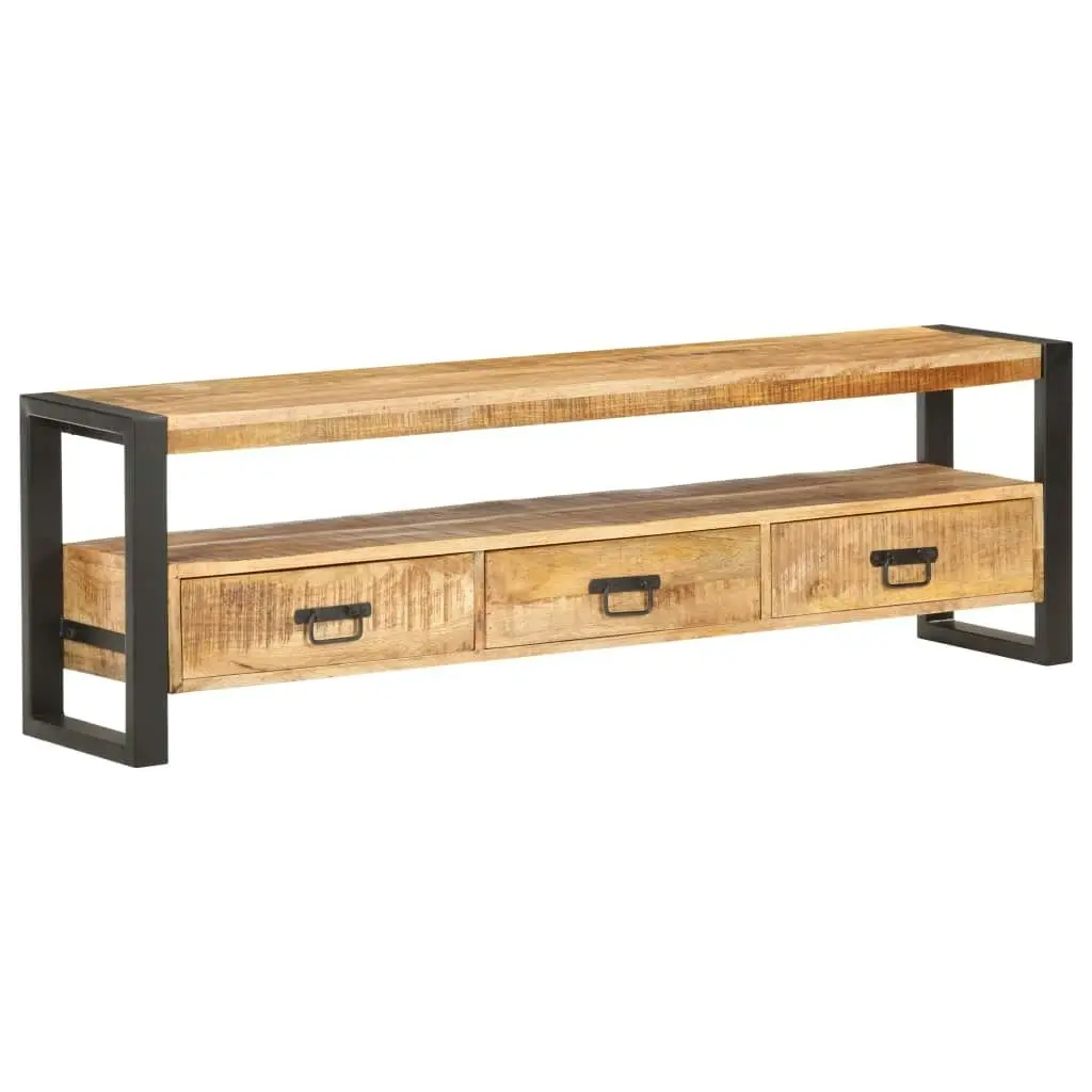 TV Cabinet 150x30x45 cm Solid Rough Mango Wood 320788