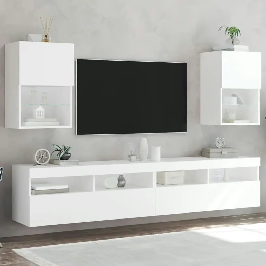 TV Cabinets with LED Lights 2 pcs White 40.5x30x60 cm 837030