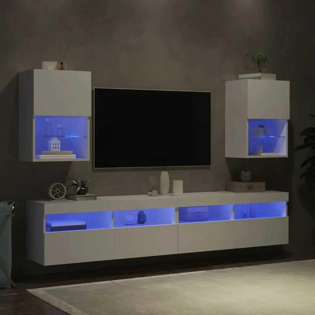 TV Cabinets with LED Lights 2 pcs White 40.5x30x60 cm 837030