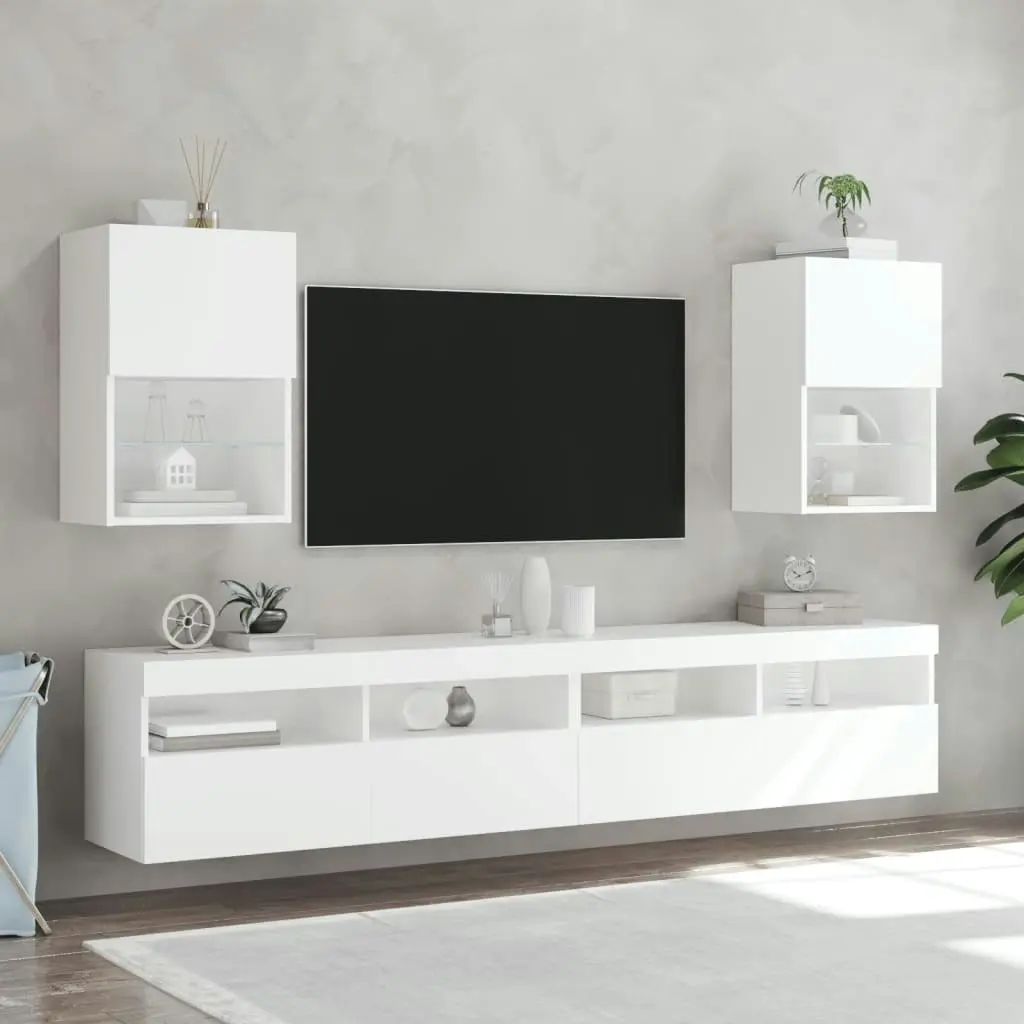 TV Cabinets with LED Lights 2 pcs White 40.5x30x60 cm 837030