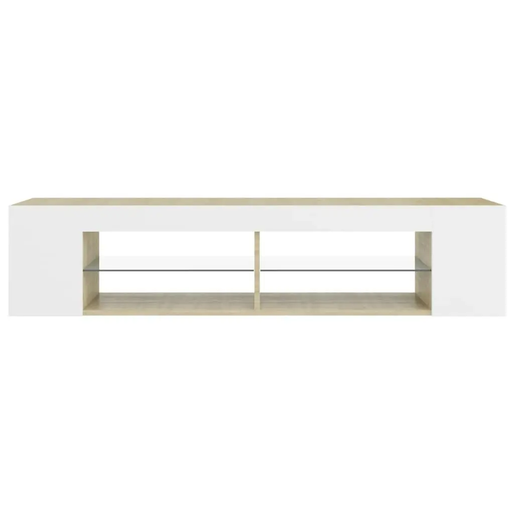 TV Cabinet with LED Lights White and Sonoma Oak 135x39x30 cm 804234