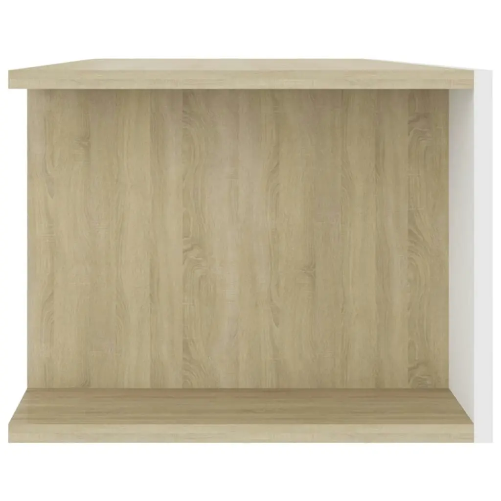 TV Cabinet with LED Lights White and Sonoma Oak 135x39x30 cm 804234