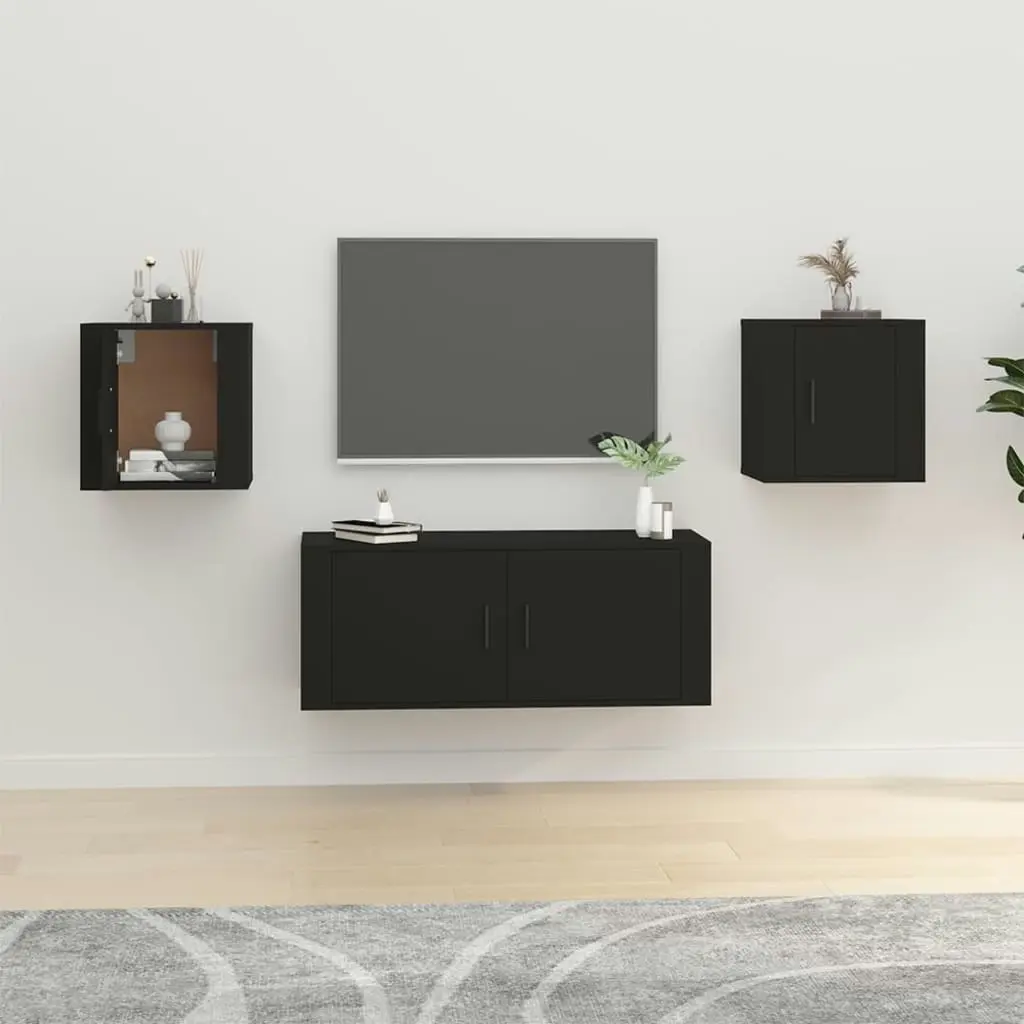 Wall Mounted TV Cabinets 2 pcs Black 40x34.5x40 cm 816643