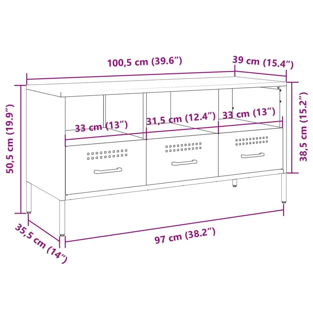 TV Cabinet Black 100.5x39x50.5 cm Cold-rolled Steel 843036