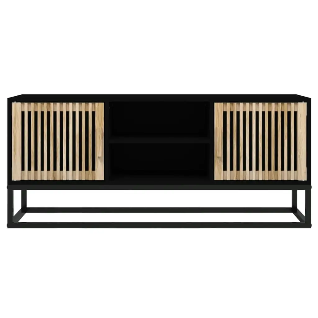 TV Cabinet Black 105x30x45 cm Engineered Wood and Iron 352098