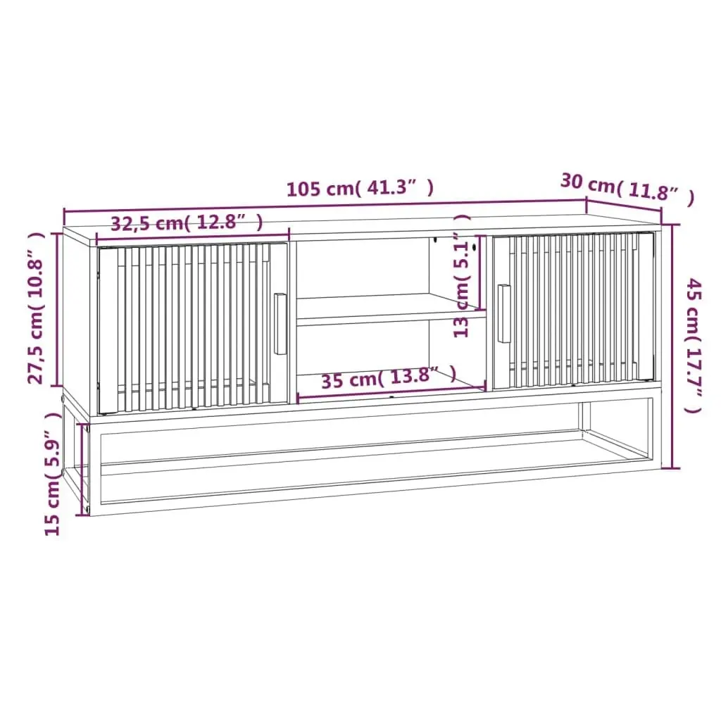 TV Cabinet Black 105x30x45 cm Engineered Wood and Iron 352098