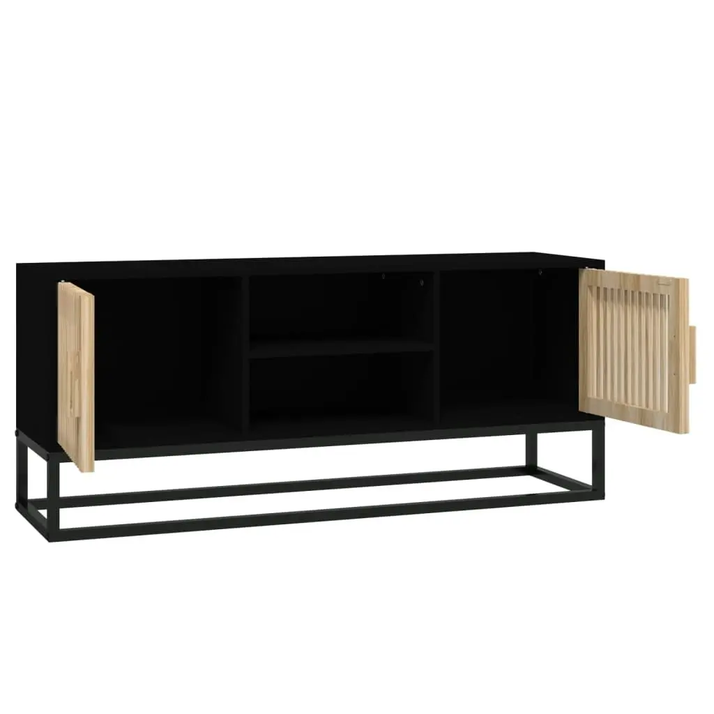 TV Cabinet Black 105x30x45 cm Engineered Wood and Iron 352098