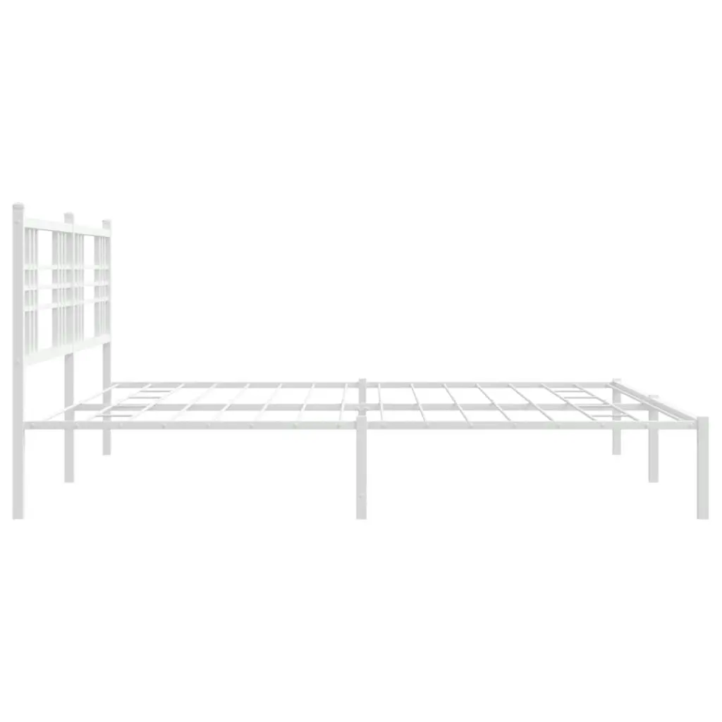 Metal Bed Frame with Headboard White 183x203 cm King Size 376377