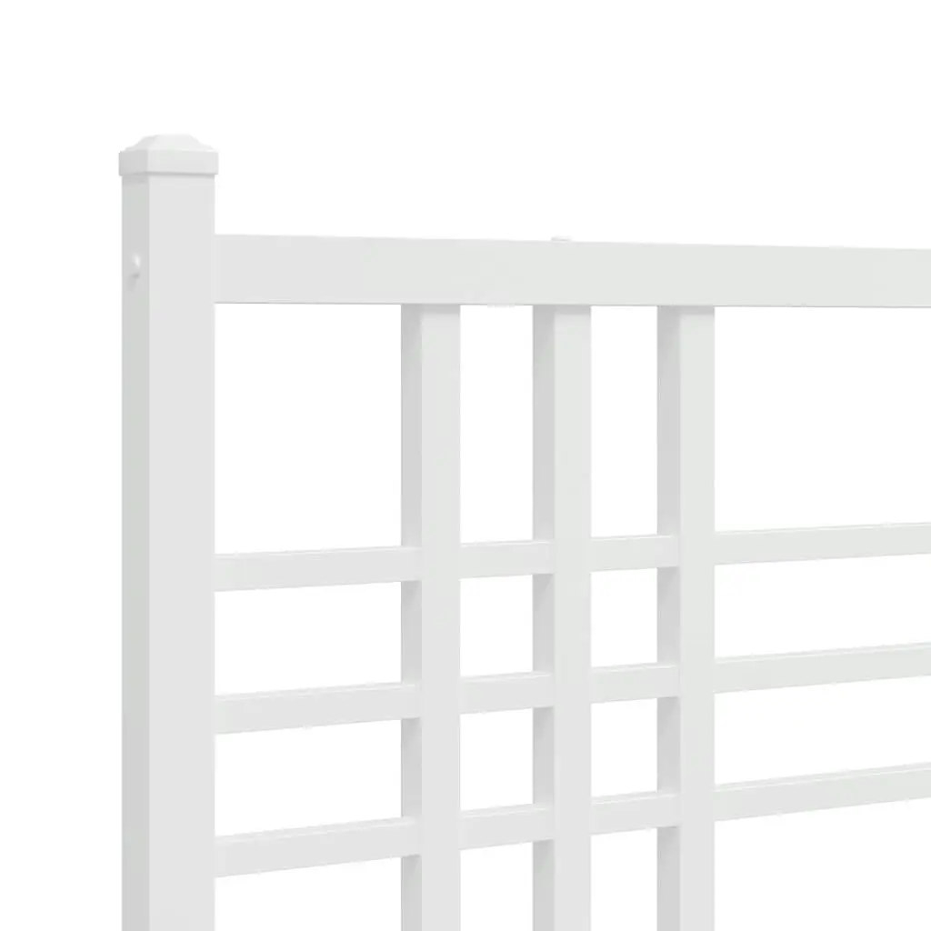 Metal Bed Frame with Headboard White 183x203 cm King Size 376377