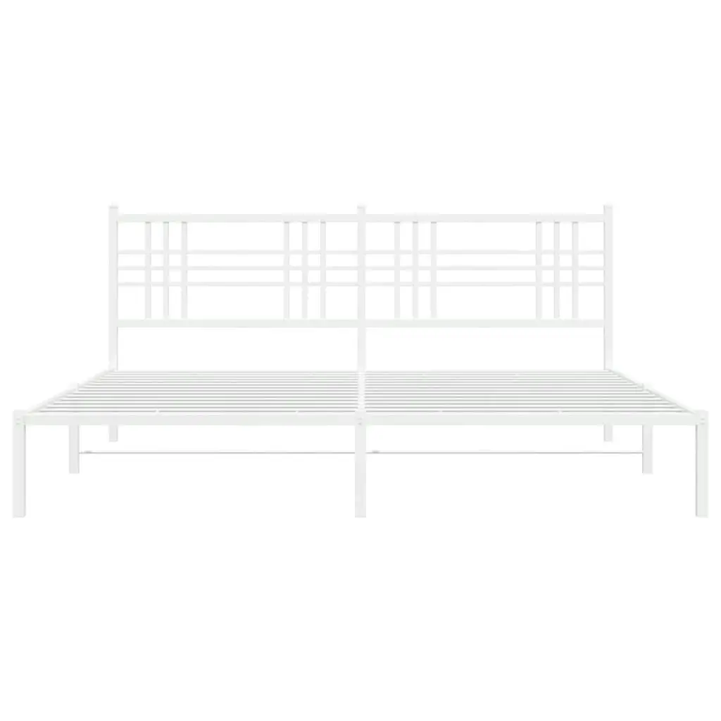 Metal Bed Frame with Headboard White 183x203 cm King Size 376377