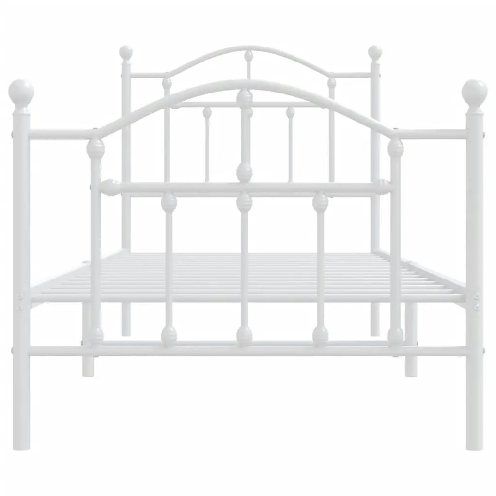 Metal Bed Frame with Headboard and Footboard White 92x187 cm Single Size 353498