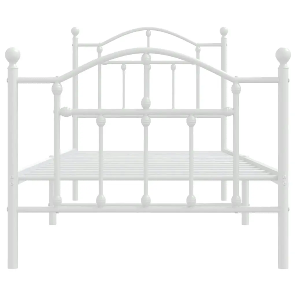 Metal Bed Frame with Headboard and Footboard White 92x187 cm Single Size 353498