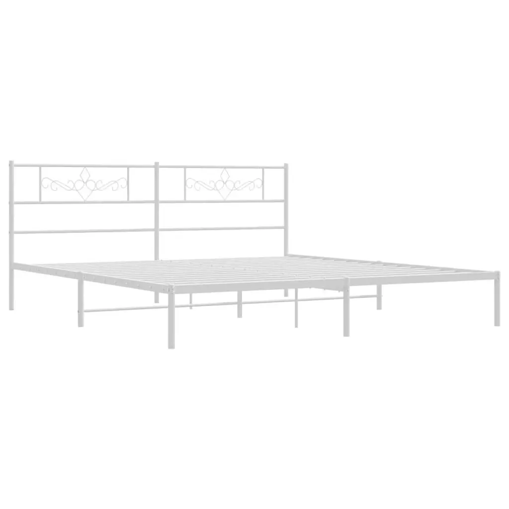 Metal Bed Frame with Headboard White 183x203 cm King Size 355320