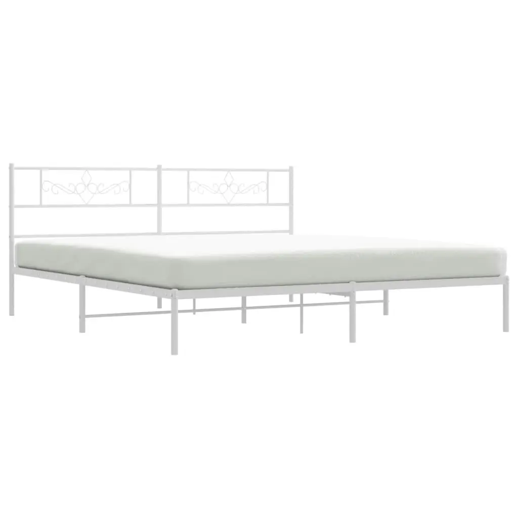 Metal Bed Frame with Headboard White 183x203 cm King Size 355320