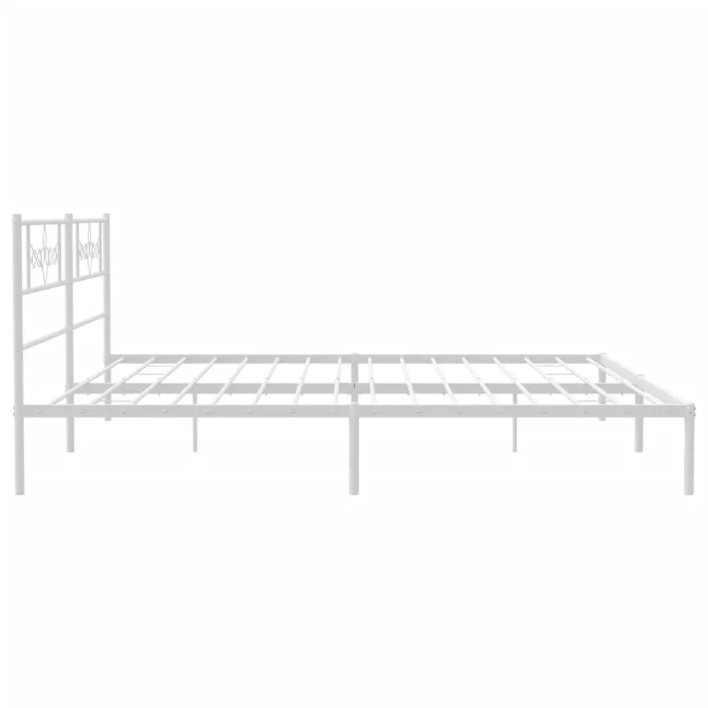 Metal Bed Frame with Headboard White 183x203 cm King Size 355320