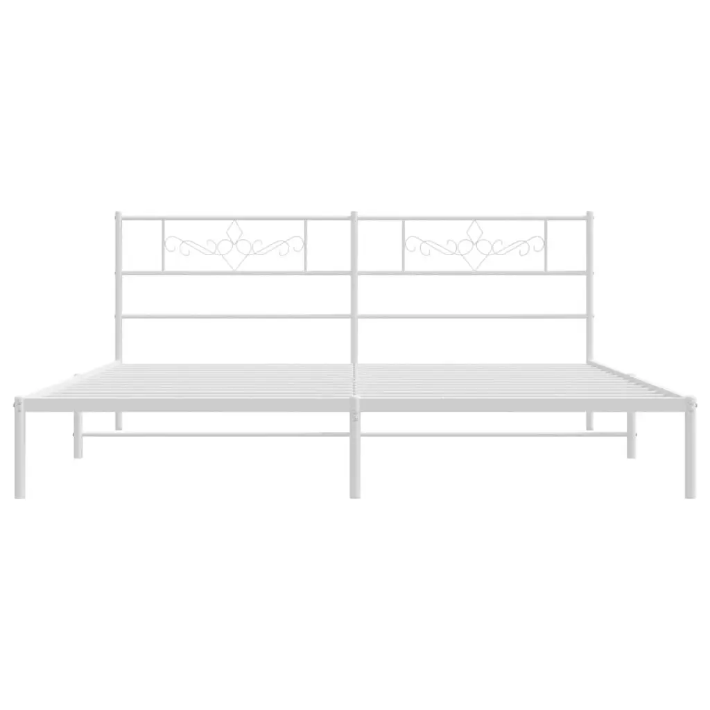 Metal Bed Frame with Headboard White 183x203 cm King Size 355320