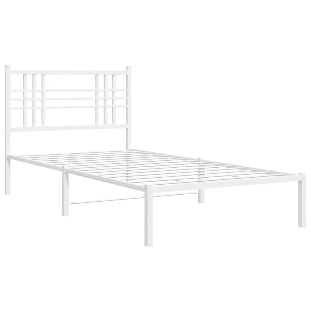 Metal Bed Frame with Headboard White 90x190 cm 376365