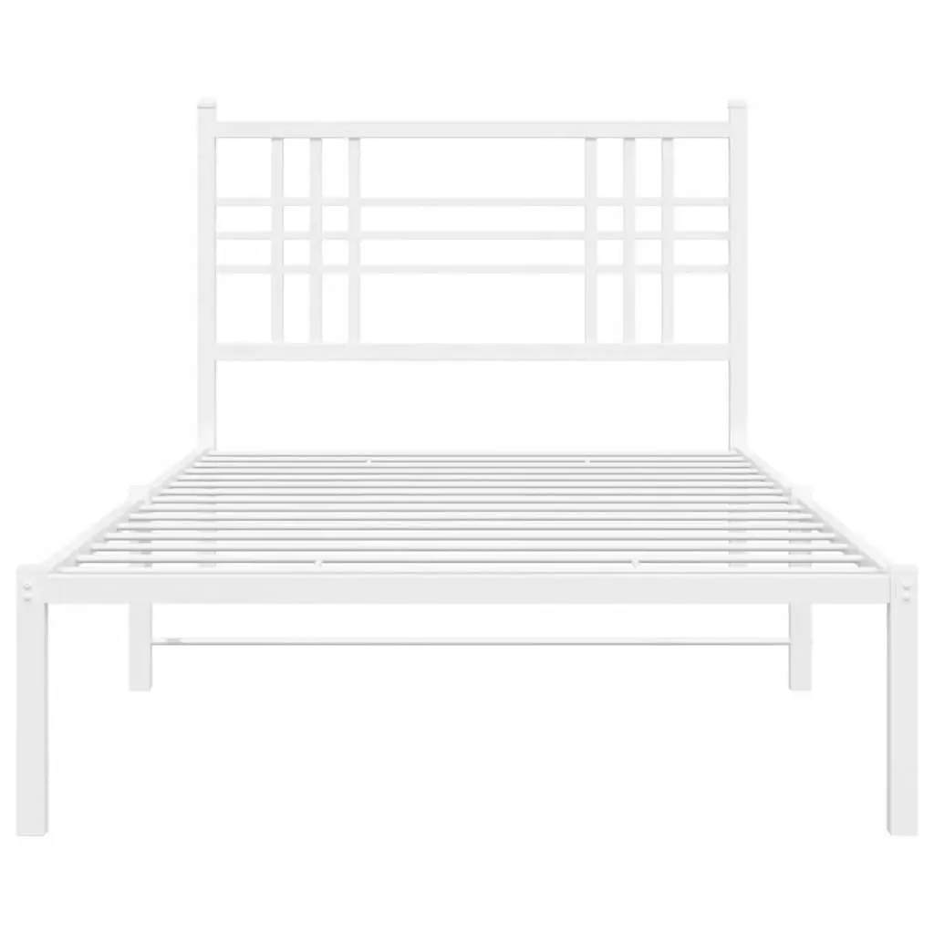 Metal Bed Frame with Headboard White 90x190 cm 376365