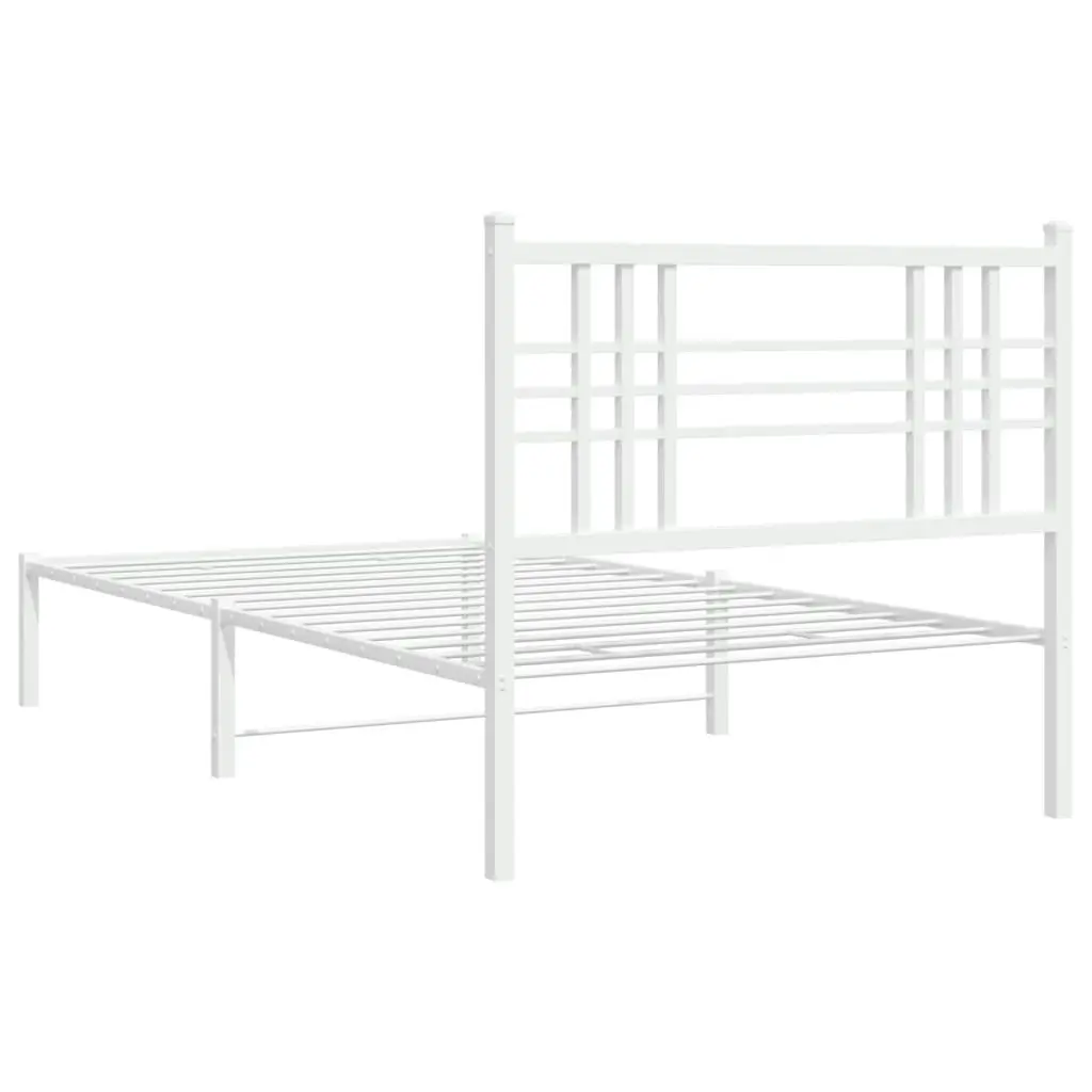 Metal Bed Frame with Headboard White 90x190 cm 376365