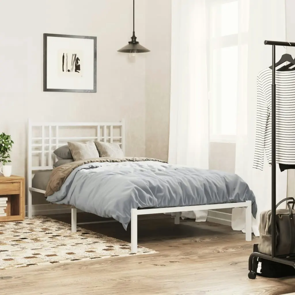 Metal Bed Frame with Headboard White 90x190 cm 376365