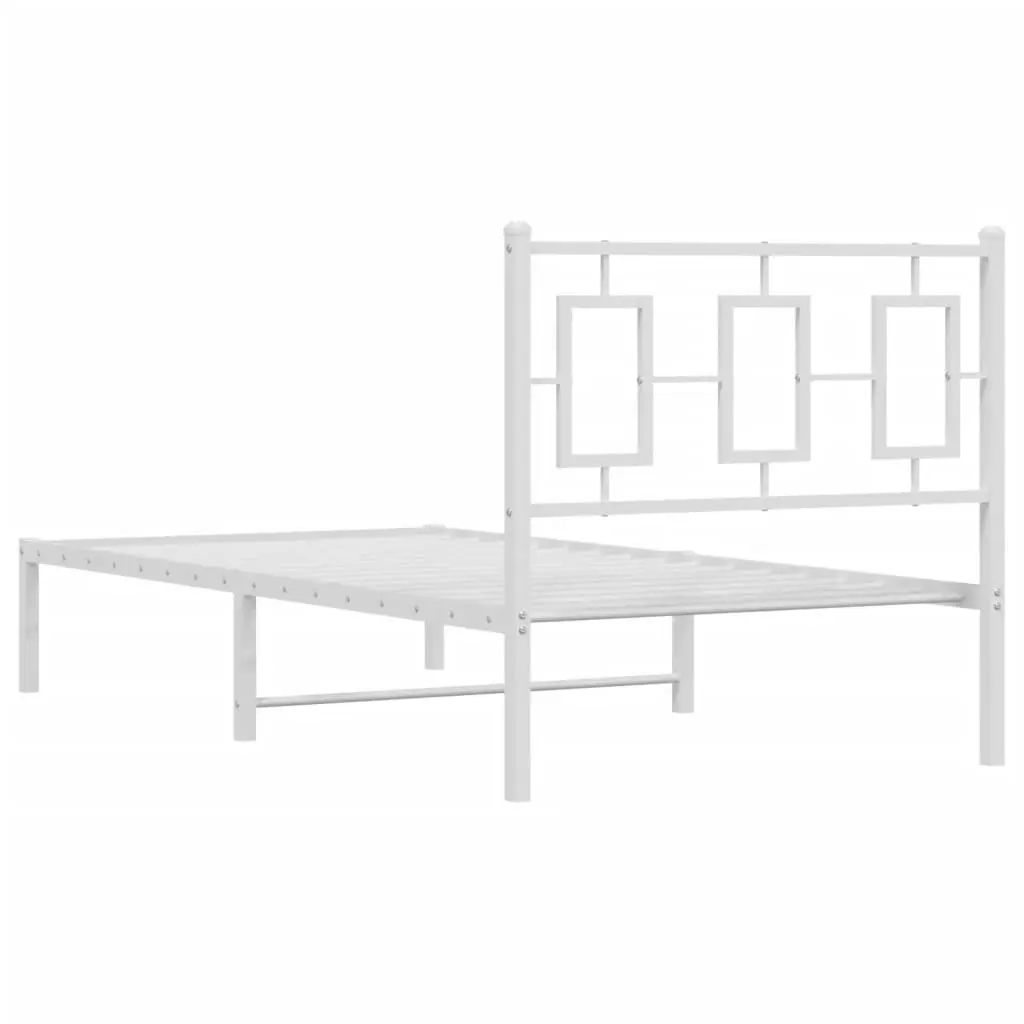 Metal Bed Frame with Headboard White 90x190 cm 374282