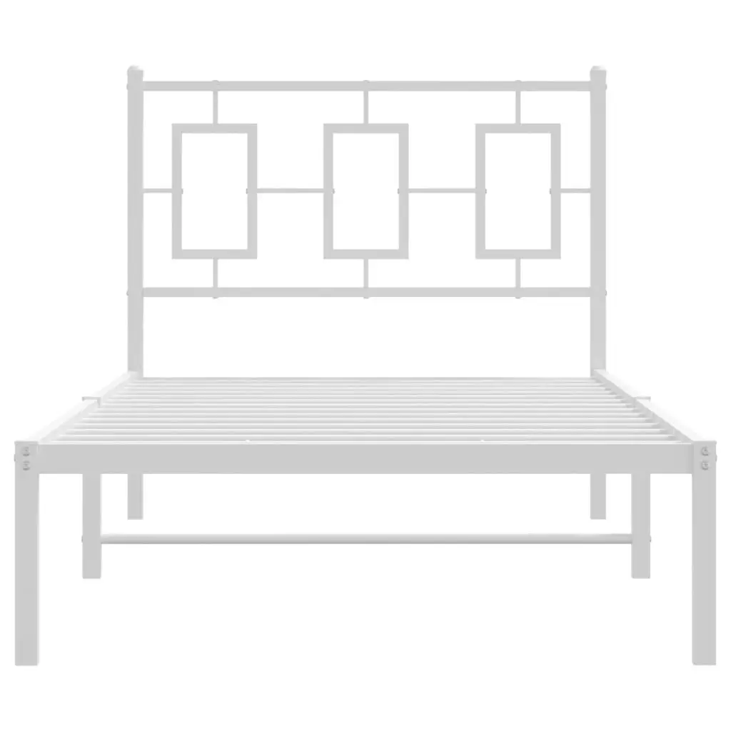 Metal Bed Frame with Headboard White 90x190 cm 374282