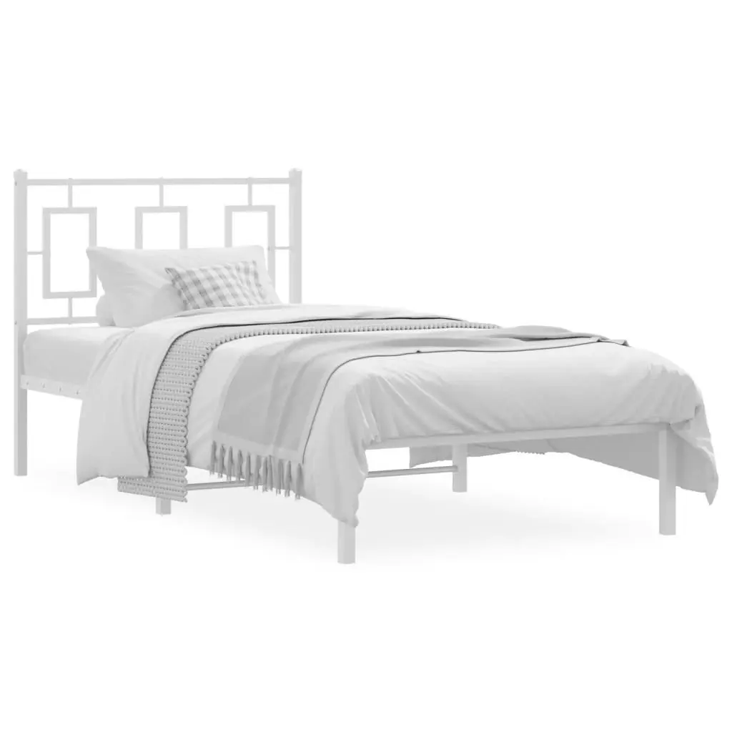 Metal Bed Frame with Headboard White 90x190 cm 374282