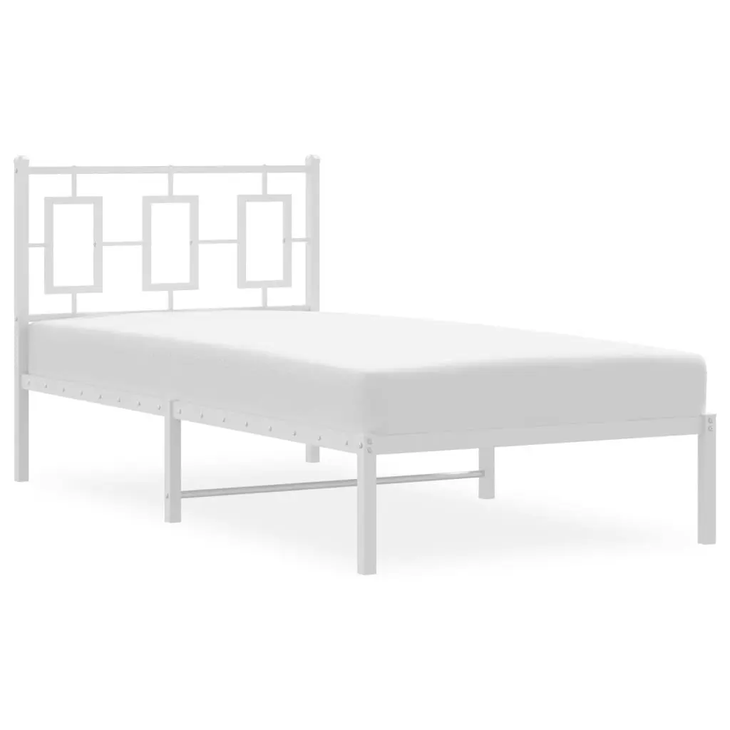 Metal Bed Frame with Headboard White 90x190 cm 374282