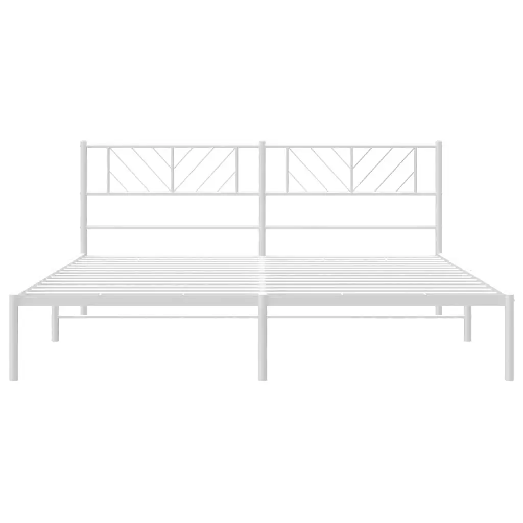 Metal Bed Frame with Headboard White 183x203 cm King Size 372232