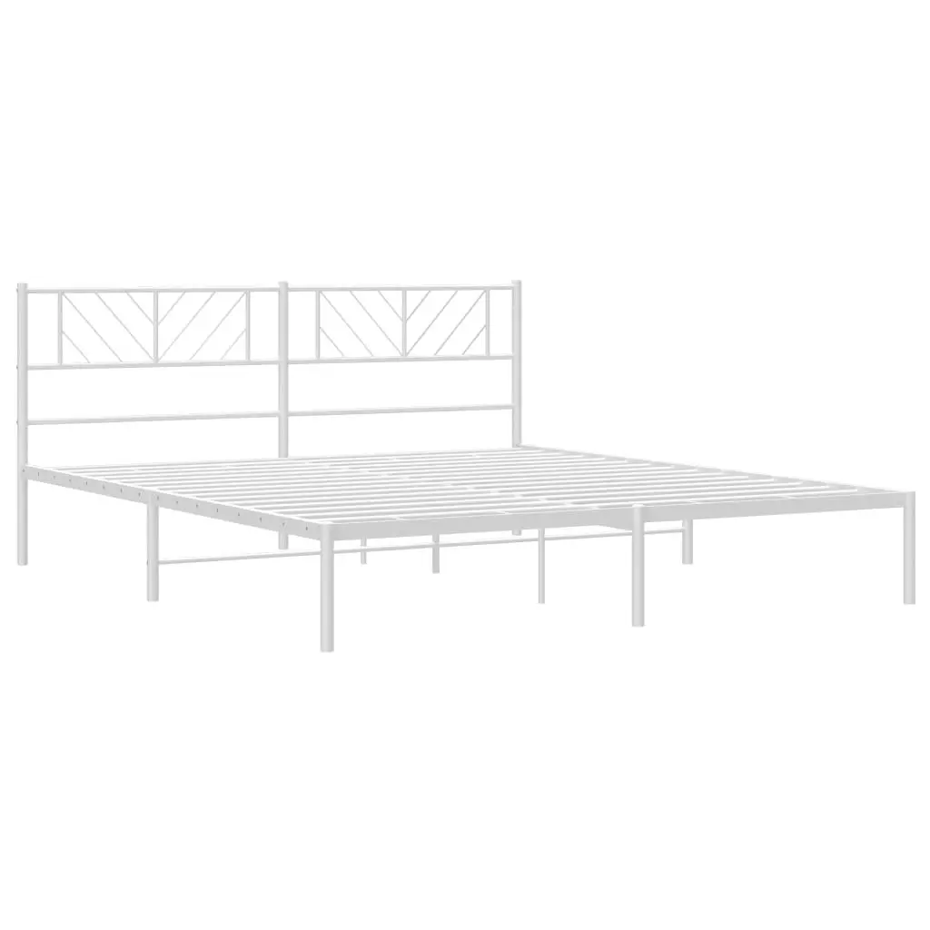 Metal Bed Frame with Headboard White 183x203 cm King Size 372232