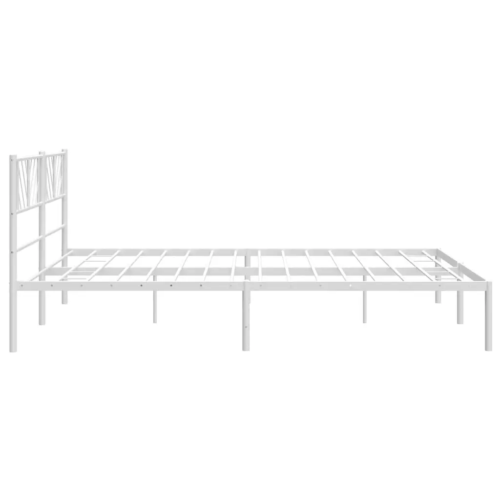 Metal Bed Frame with Headboard White 183x203 cm King Size 372232