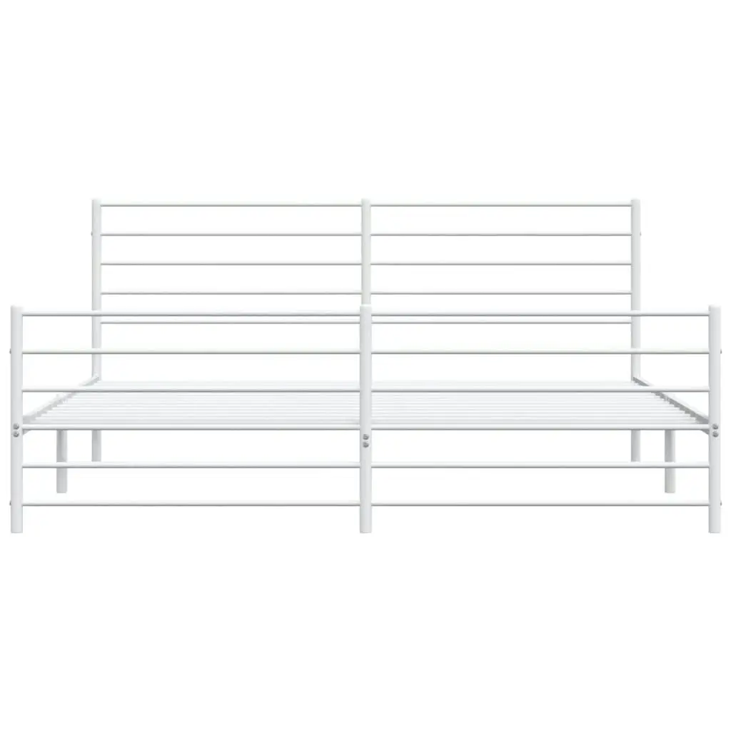 Metal Bed Frame without Mattress with Footboard White 183x203 cm King 352390