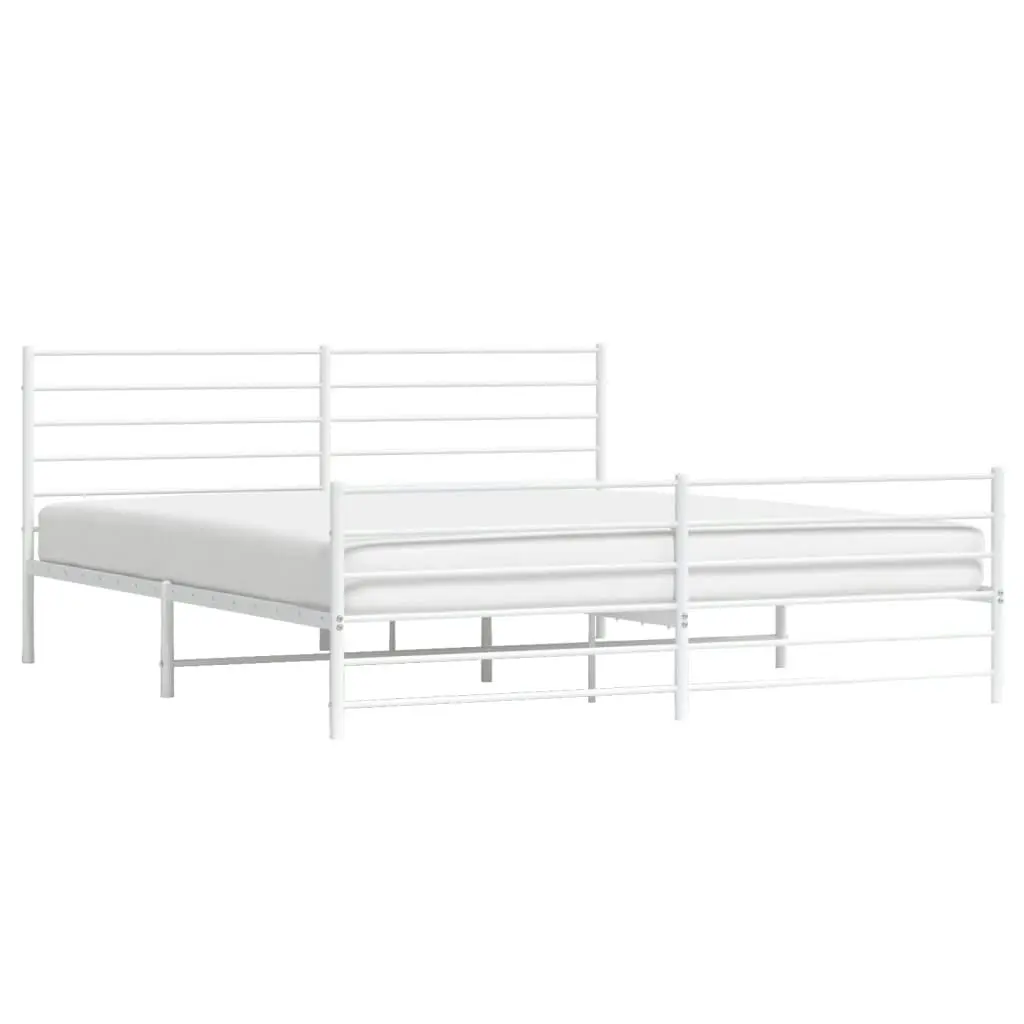 Metal Bed Frame without Mattress with Footboard White 183x203 cm King 352390