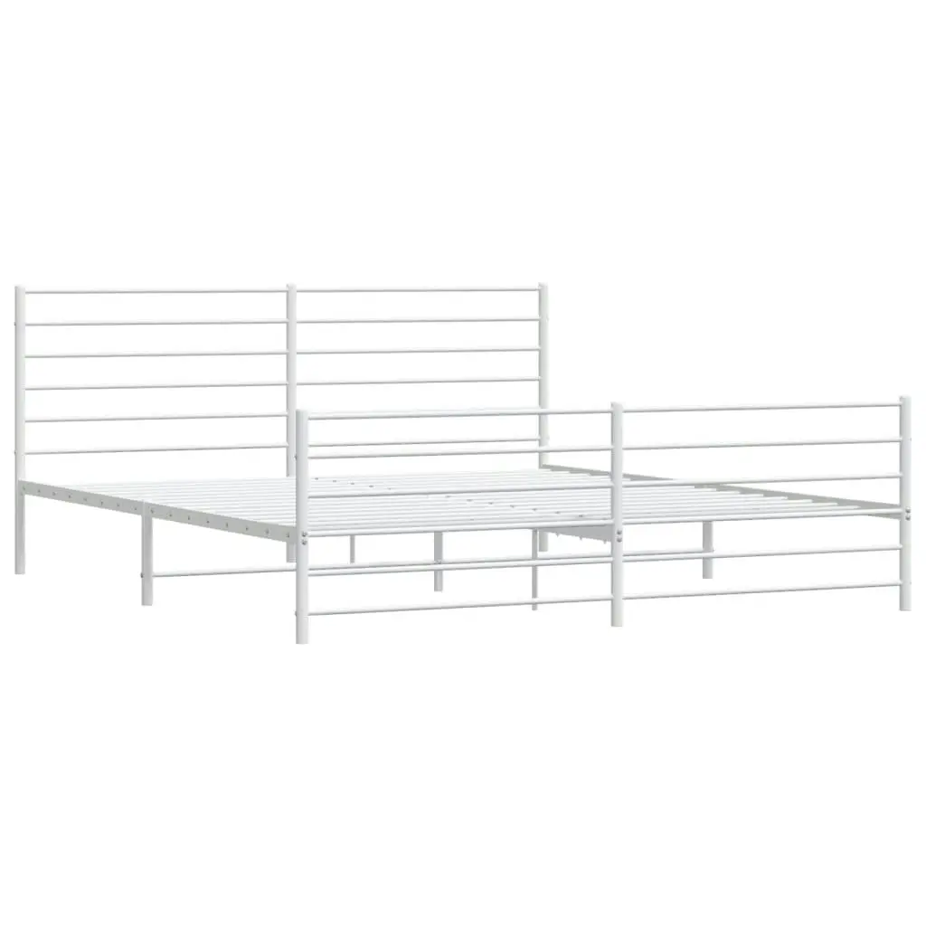 Metal Bed Frame without Mattress with Footboard White 183x203 cm King 352390