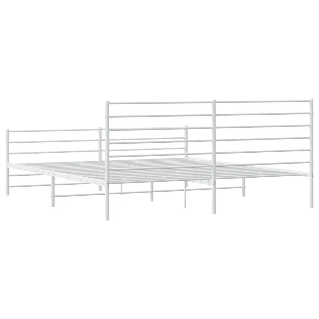 Metal Bed Frame without Mattress with Footboard White 183x203 cm King 352390