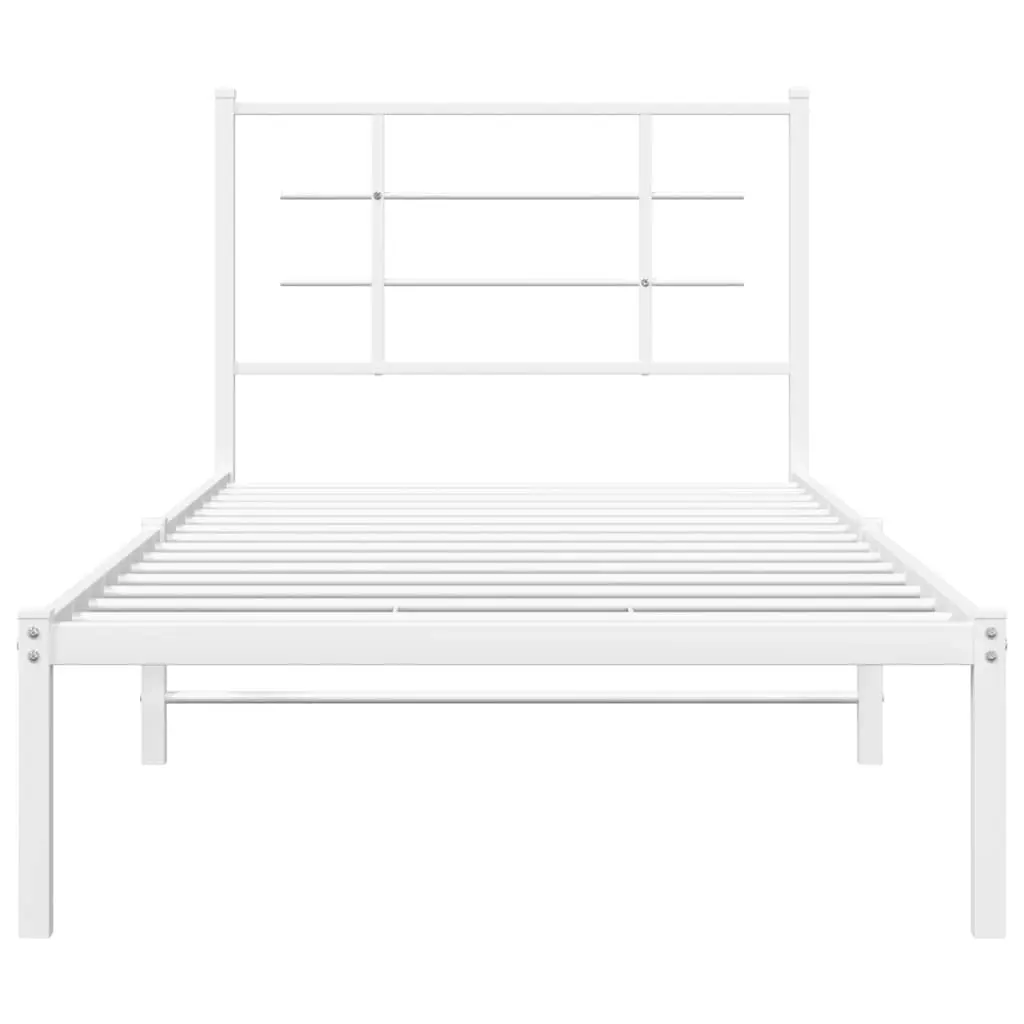 Metal Bed Frame with Headboard White 90x190 cm 355602