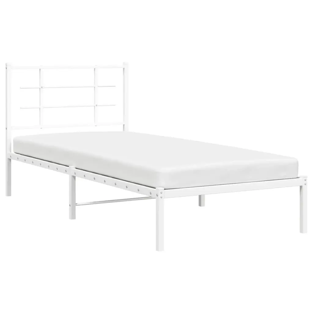 Metal Bed Frame with Headboard White 90x190 cm 355602