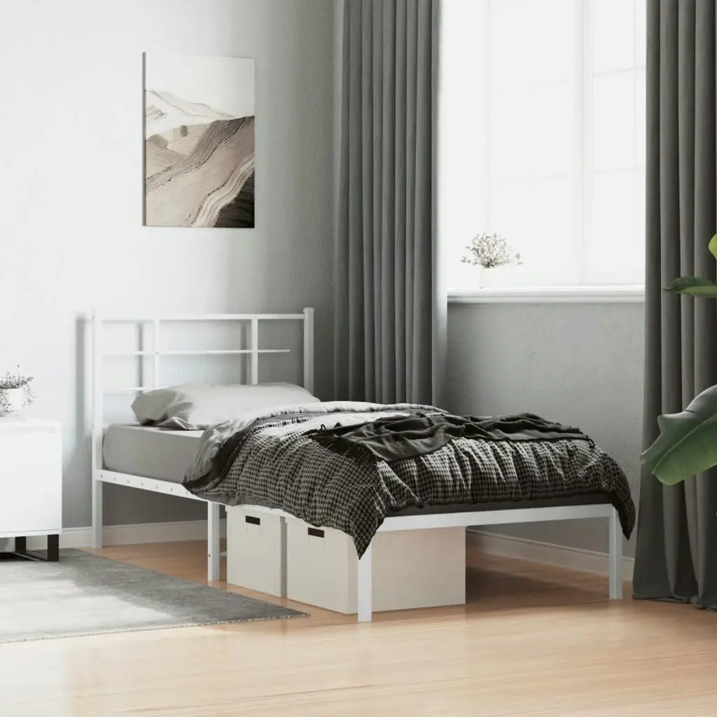 Metal Bed Frame with Headboard White 90x190 cm 355602