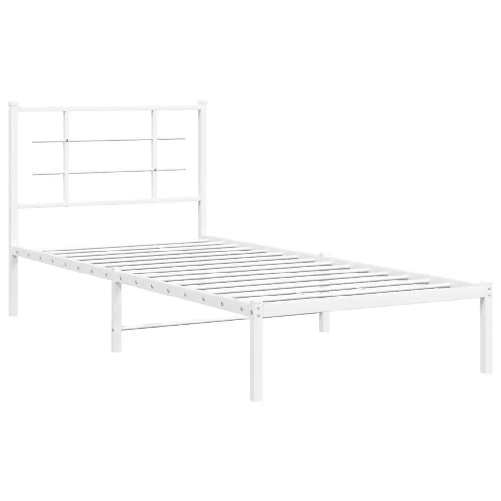 Metal Bed Frame with Headboard White 90x190 cm 355602