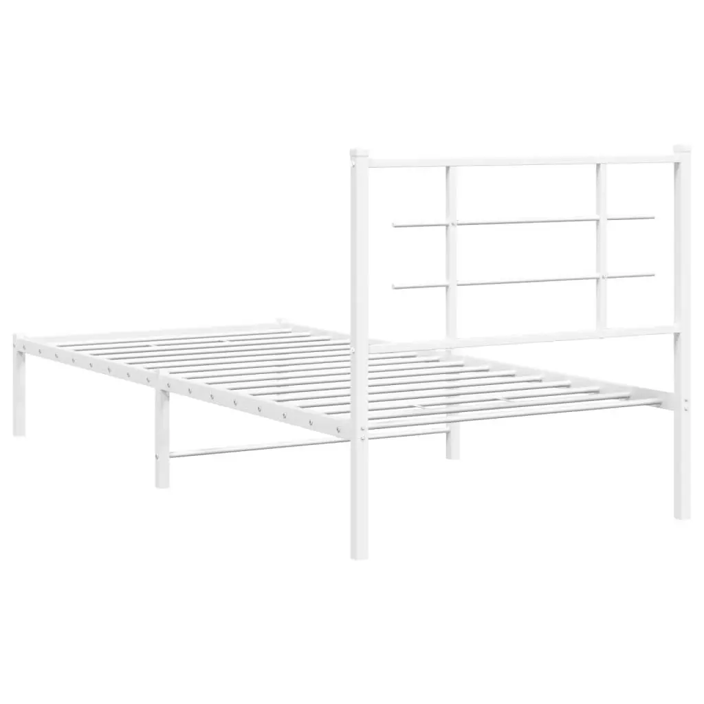 Metal Bed Frame with Headboard White 90x190 cm 355602