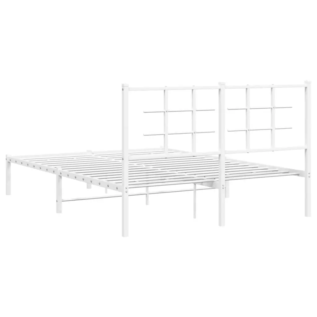 Metal Bed Frame with Headboard White 135x190 cm 355609