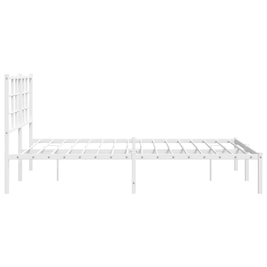 Metal Bed Frame with Headboard White 135x190 cm 355609