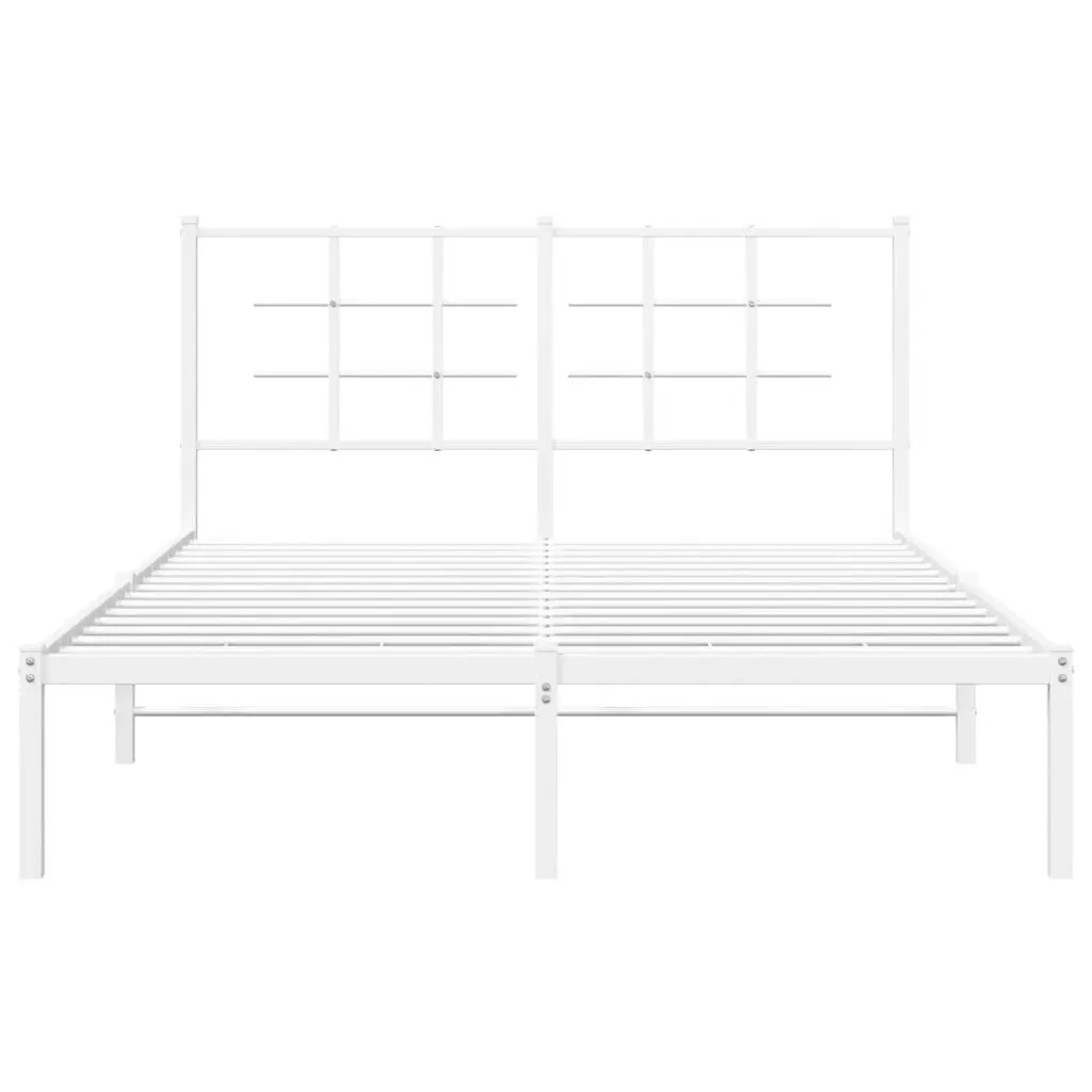 Metal Bed Frame with Headboard White 135x190 cm 355609