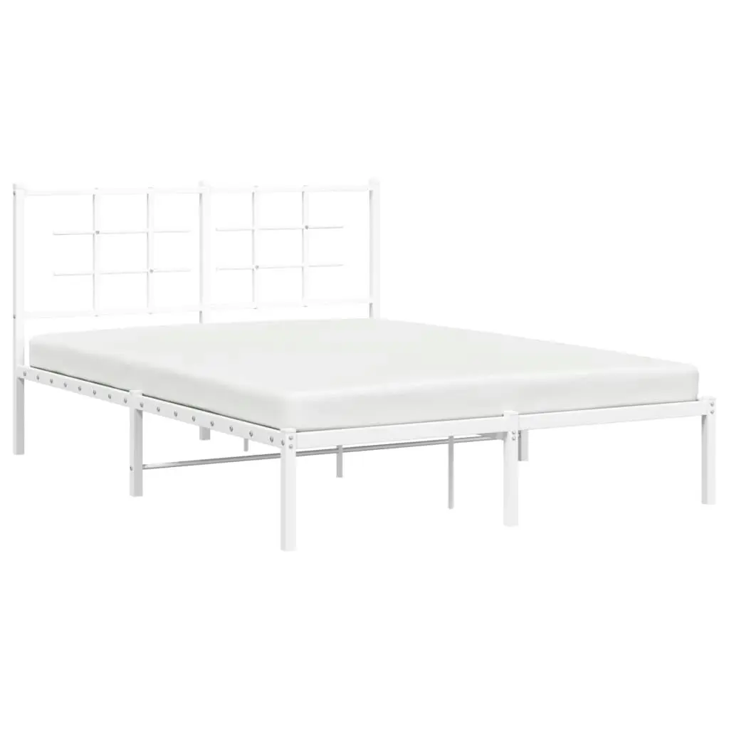 Metal Bed Frame with Headboard White 135x190 cm 355609