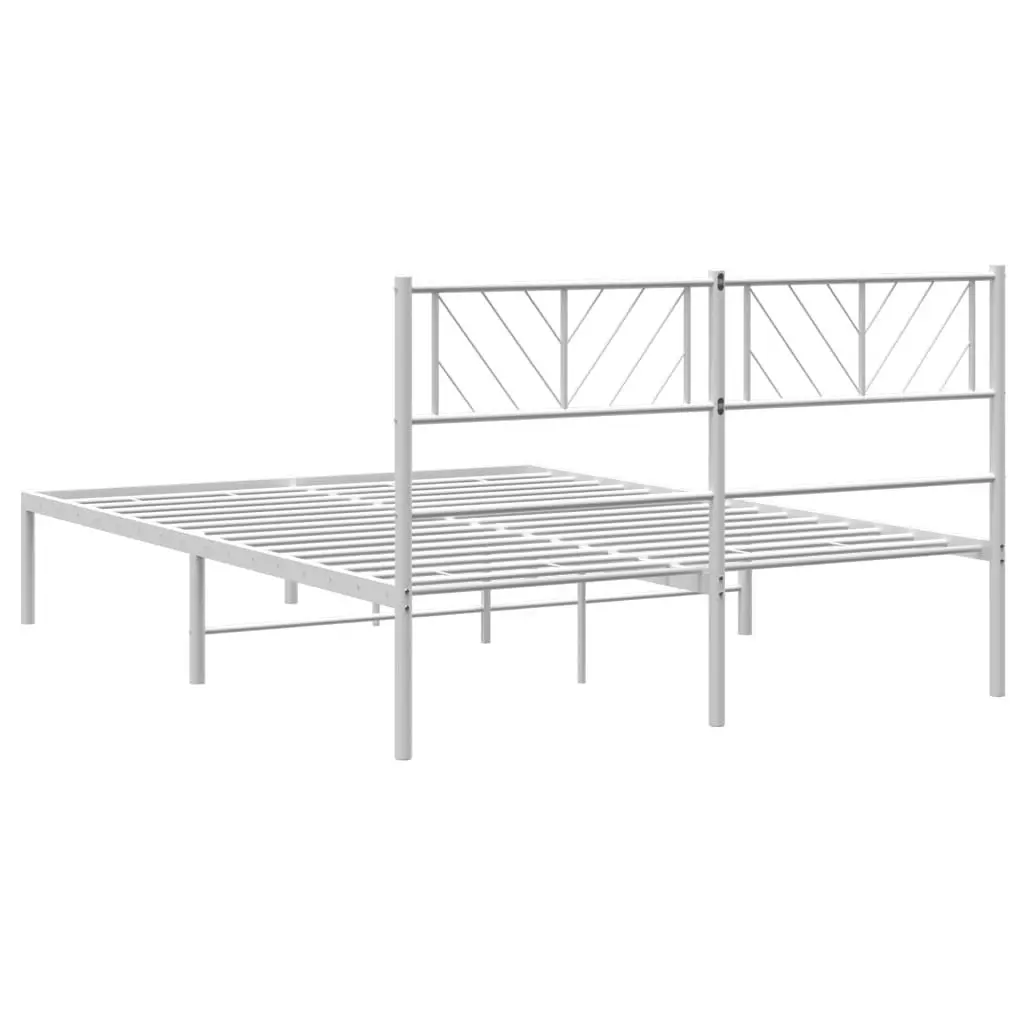 Metal Bed Frame with Headboard White 135x190 cm 372227